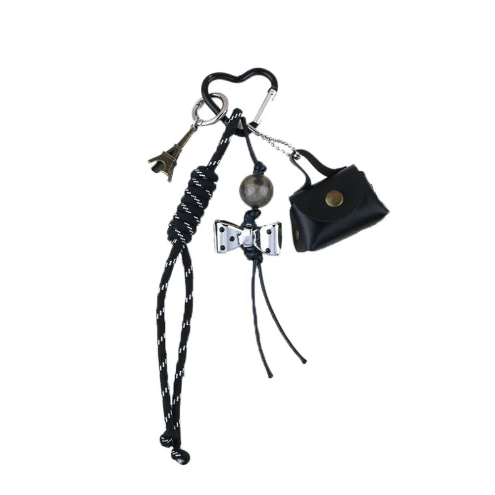 With Coin Purse Braid Rope Keychain Braid Bag Accessories Bow Bag Pendant Phone Lanyard Bag Hanging Weave Nylon Rope Ladies