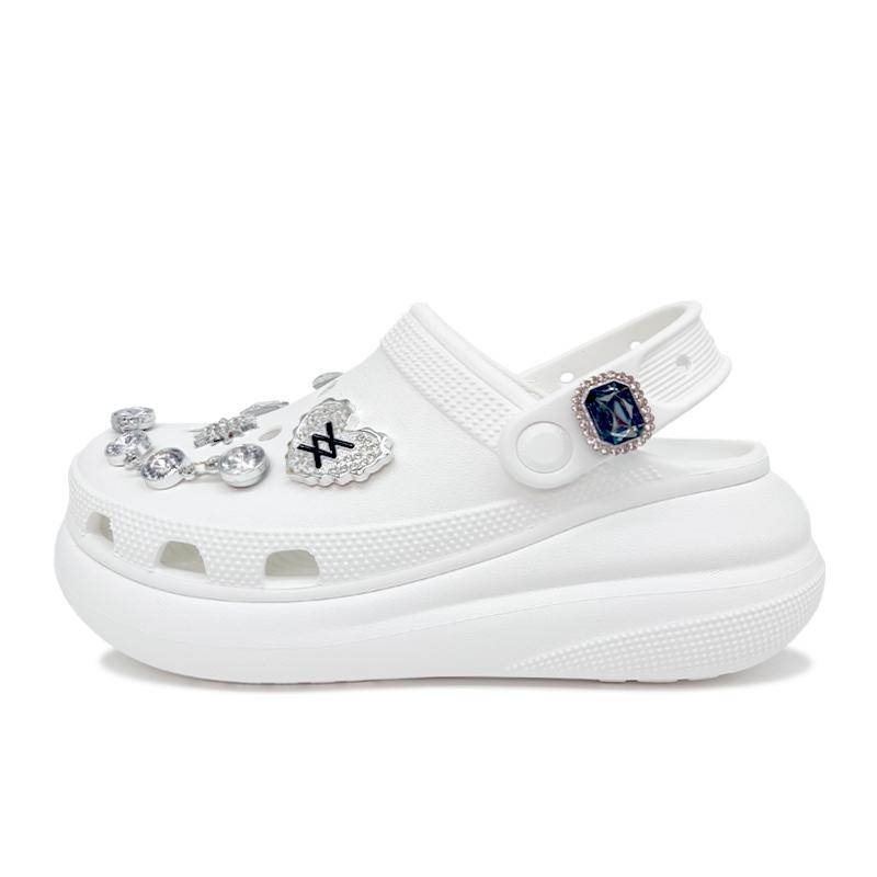 

Crocs Crush Clog Aoyama Silver Buckle Movement Simple and Versatile Fashion Trend Casual Hole Shoes Women s White 34-35 белый