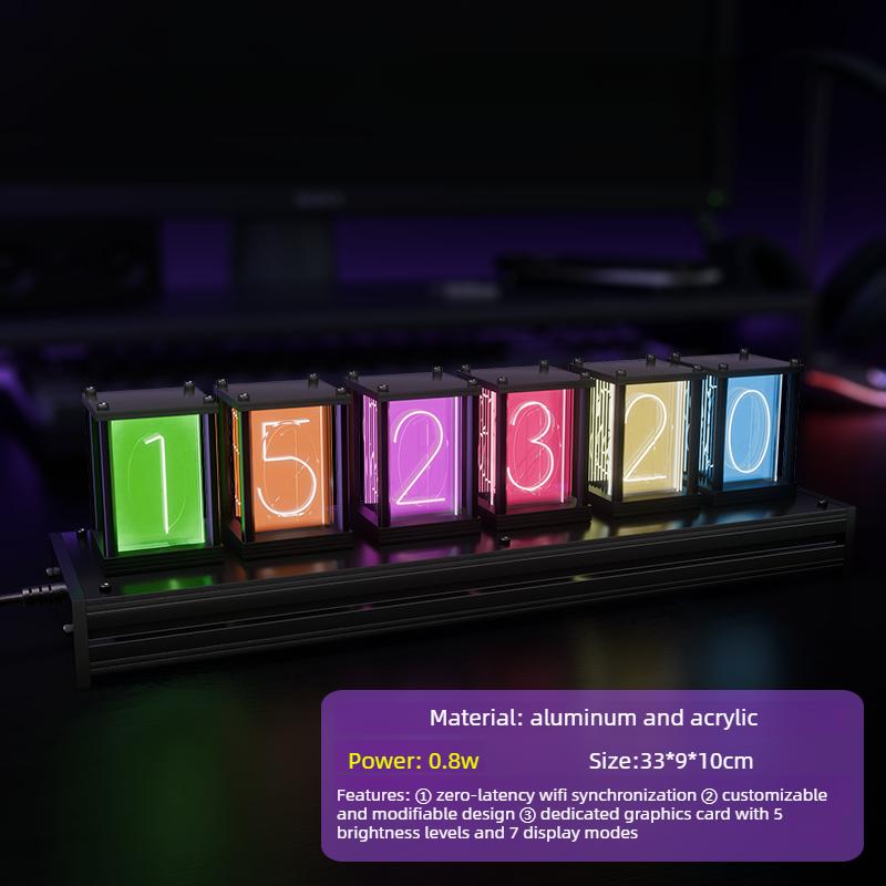 RGB Светящаяся трубка Настольные часы Светодиодное освещение Креативные Цифровые Настольные часы Электронные Цифровые Настольные часы Украшение для гостиной