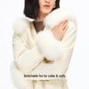 VEROMODA Women's Lamb Wool Coat with Fox Fur Collar