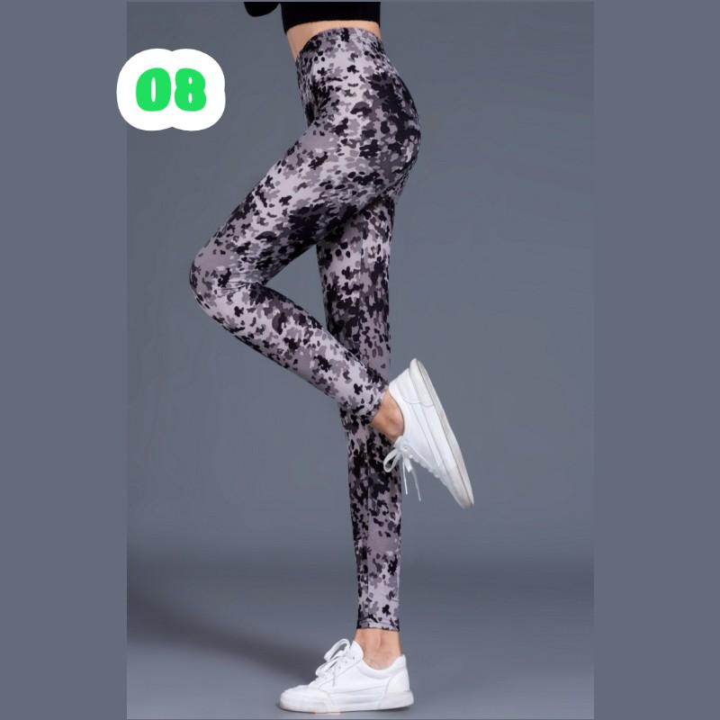 Moda damska kamuflaż drukowanie legginsy do jogi dziewczyna wąskie spodnie przycięte wysoka elastyczność Skinny spodnie na co dzień Legging Lady