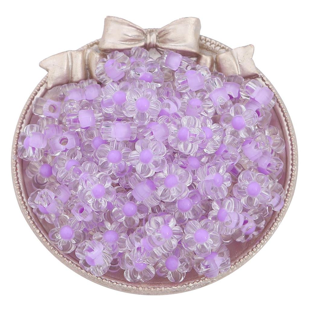 50Pcs 12mm Clear Acrylic Flowers Beads Loose Spacer Beads for Jewelry Making