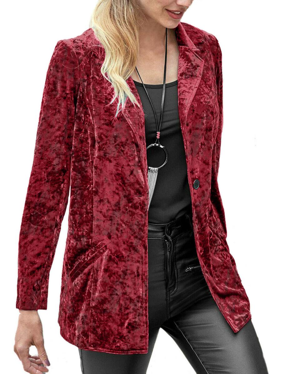 

Spring/Autumn New Women s Suit, Hot Sale Women s One-Button Casual Velvet Blazer Jacket XL червоний