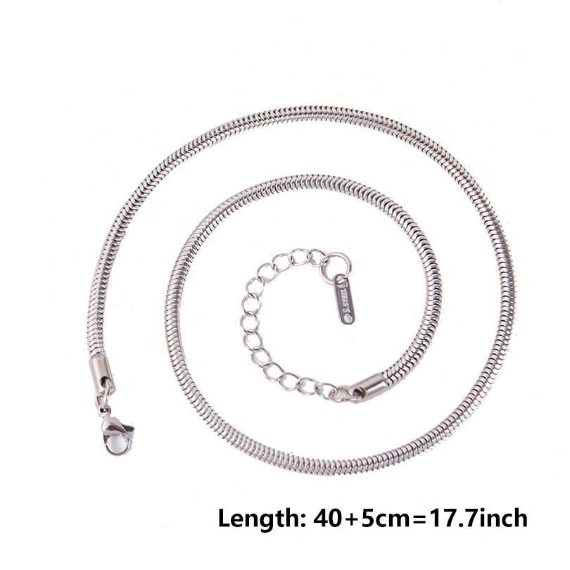 

Classic Stainless Steel Round Snake Chain Necklace For Women Men Accessories 40+5cm Simple Chains On The Neck Jewelry DIY Choker 1pcs