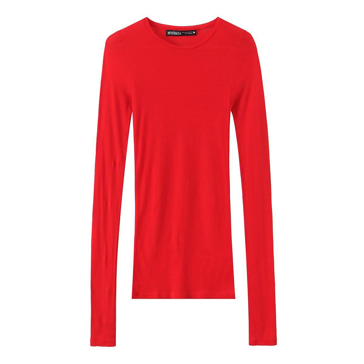 

TAOP&ZA Women s 2026 Spring Simple SUPIMA Cotton Crew Neck T-Shirt - Four Colors (Style 0858613) L красный