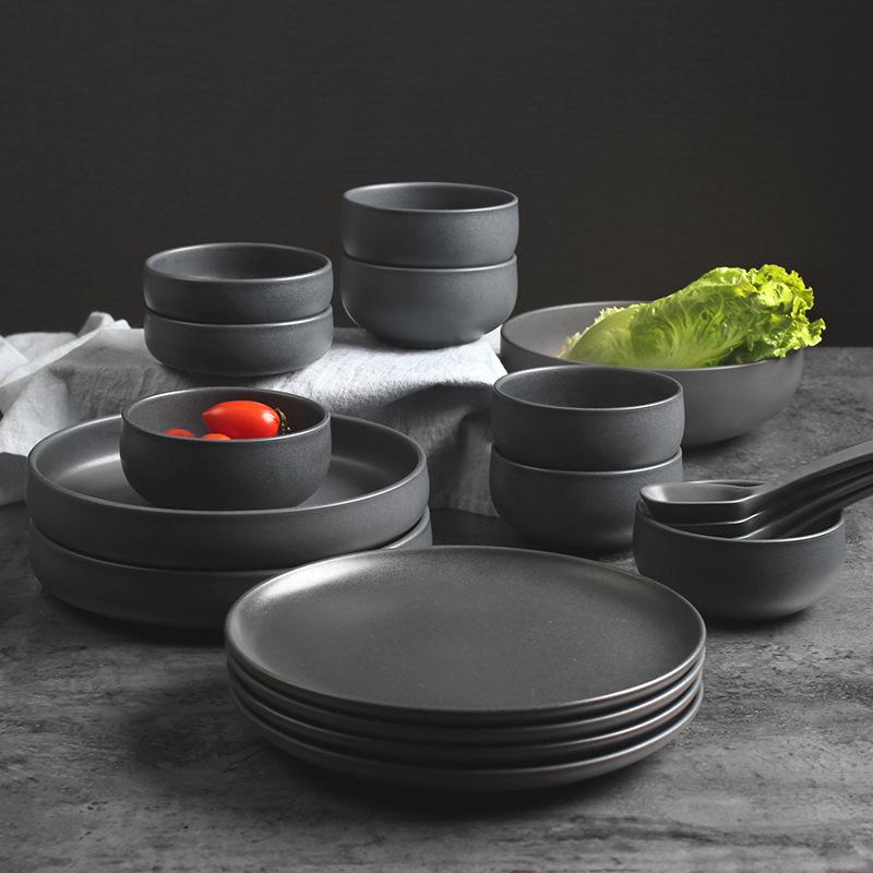 Nordic Ceramic Rice Bowl and Plate Set - Customizable LOGO Tableware