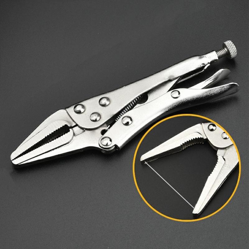 Industrial Grade C-Type Auto-Locking Pliers - Round Straight Pointed Jaw Quick-Sealing Fixing Pliers