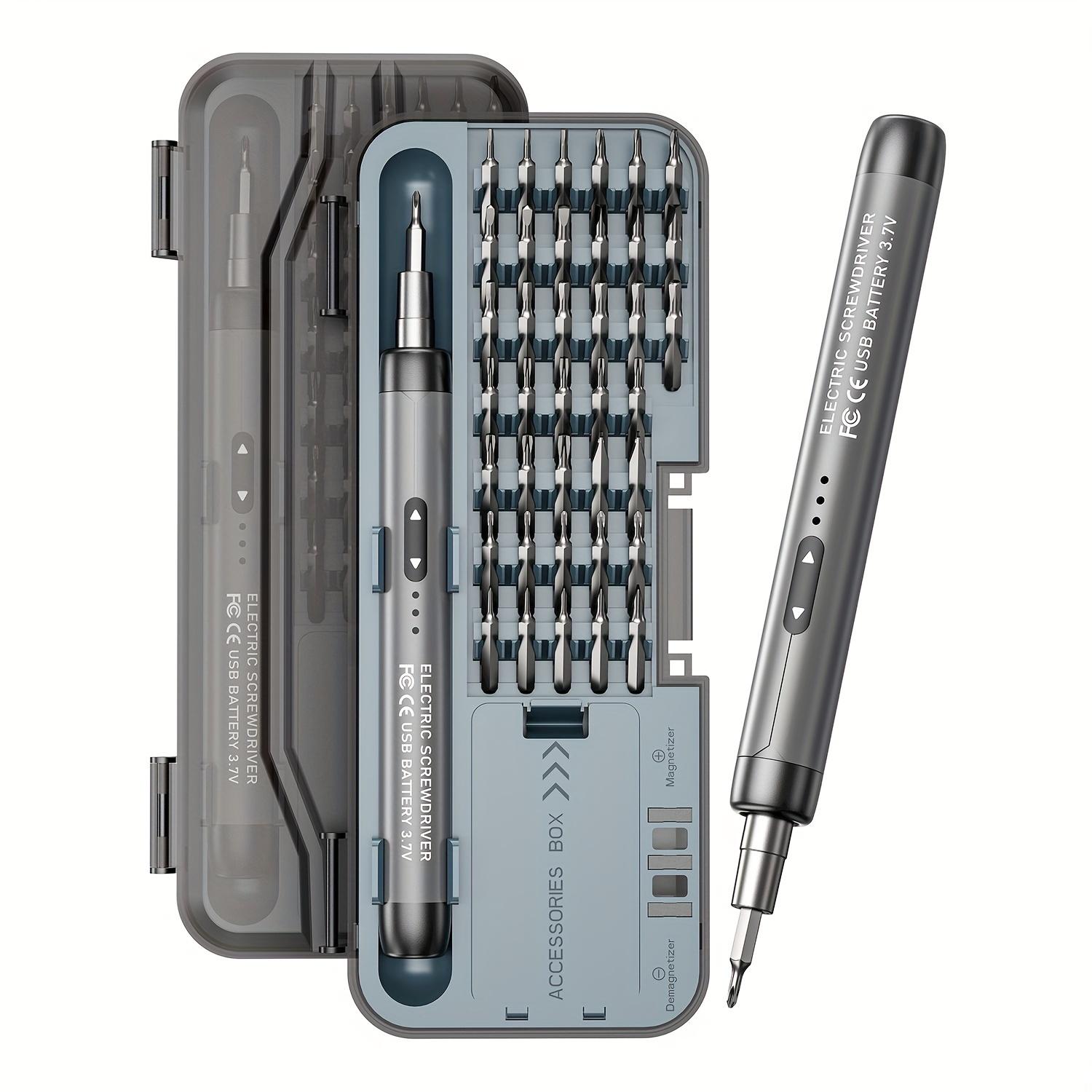 

Набор электрических отверток с перезаряжаемой литиевой батареей, высокий крутящий момент, многофункциональный портативный набор инструментов, подходит для домашнего использования, питание от USB серый