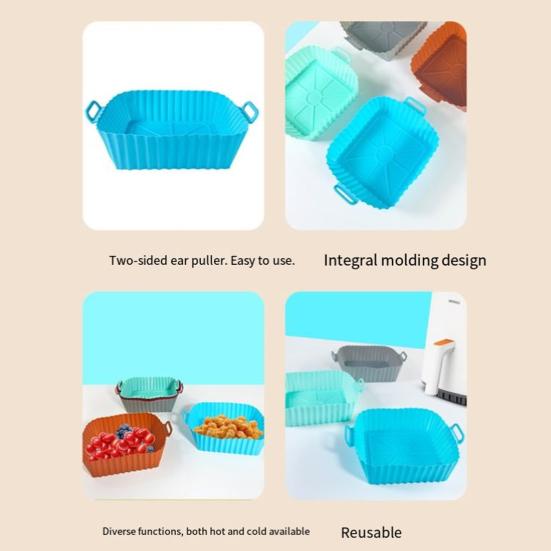 Air Fryer Liners Silicone Baking Tray Reusable Air-fryer Basket Air Fryer Cooking Mat Non-stick Pizza Pan Oven Kitchen Accessories