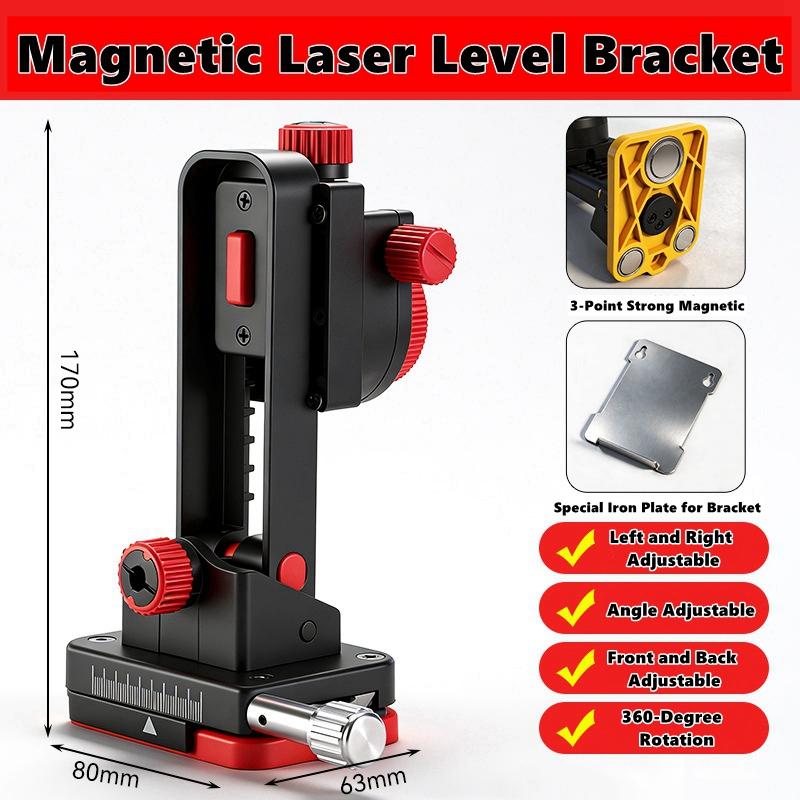 Fine-tuning Bracket Laser Level Holder ,360° Adjustable Powerful Magnetic Pivoting Base Leveling Wall Mount Bracket,