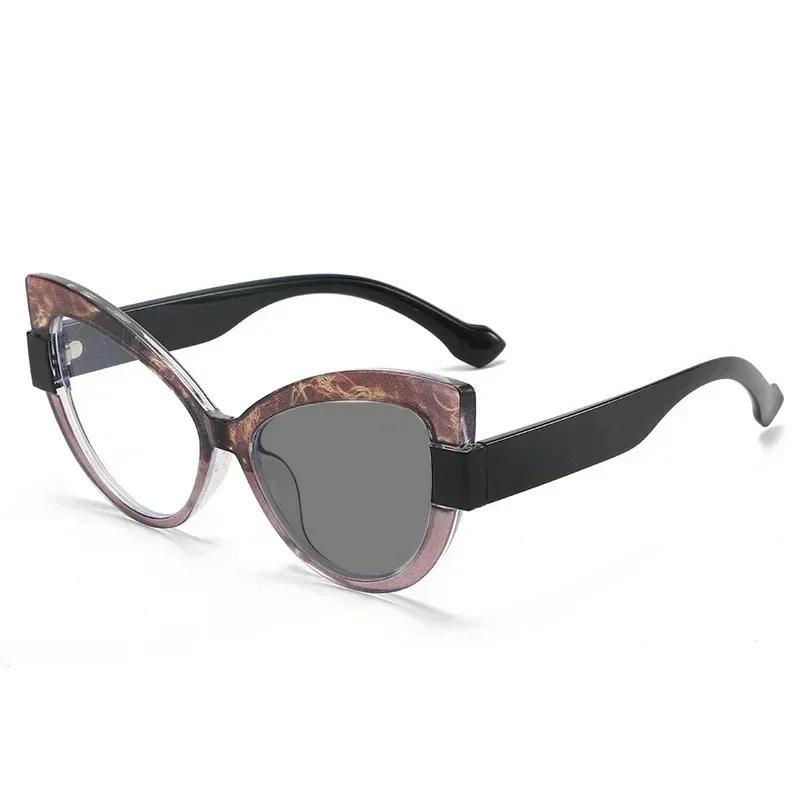 Elegant Versatile Photochromic Myopia Glasses Individualistic Cat Eye Large Frame Unisex Blue Light Blocking Eyeglasses