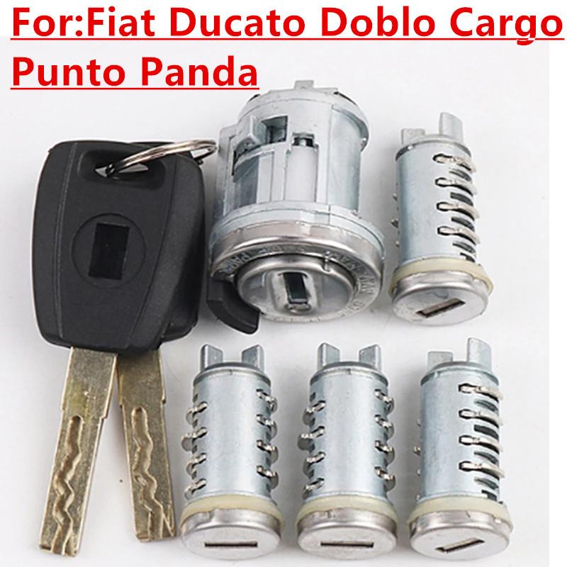 OEM Auto Full Set Door Lock Cylinder For Fiat Ducato Doblo Cargo Punto Panda SIP22 Blade Trunk Lock Ignition Lock With 2Pcs Key