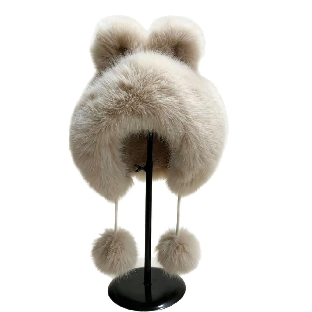 Imitation Mink Hair Rabbit Ears Lei Feng Hat Women's Winter Cute Plush Ear Protection Hat Northeast Cold Warm Hat