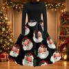 Women's Casual Vintage Christmas Print Neck Dress