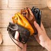1Pcs Soft Texture Pu Leather Retro Drawstring Key Case Coin Purse Handmade Coin Key Bag Multifunctional Storage Bag