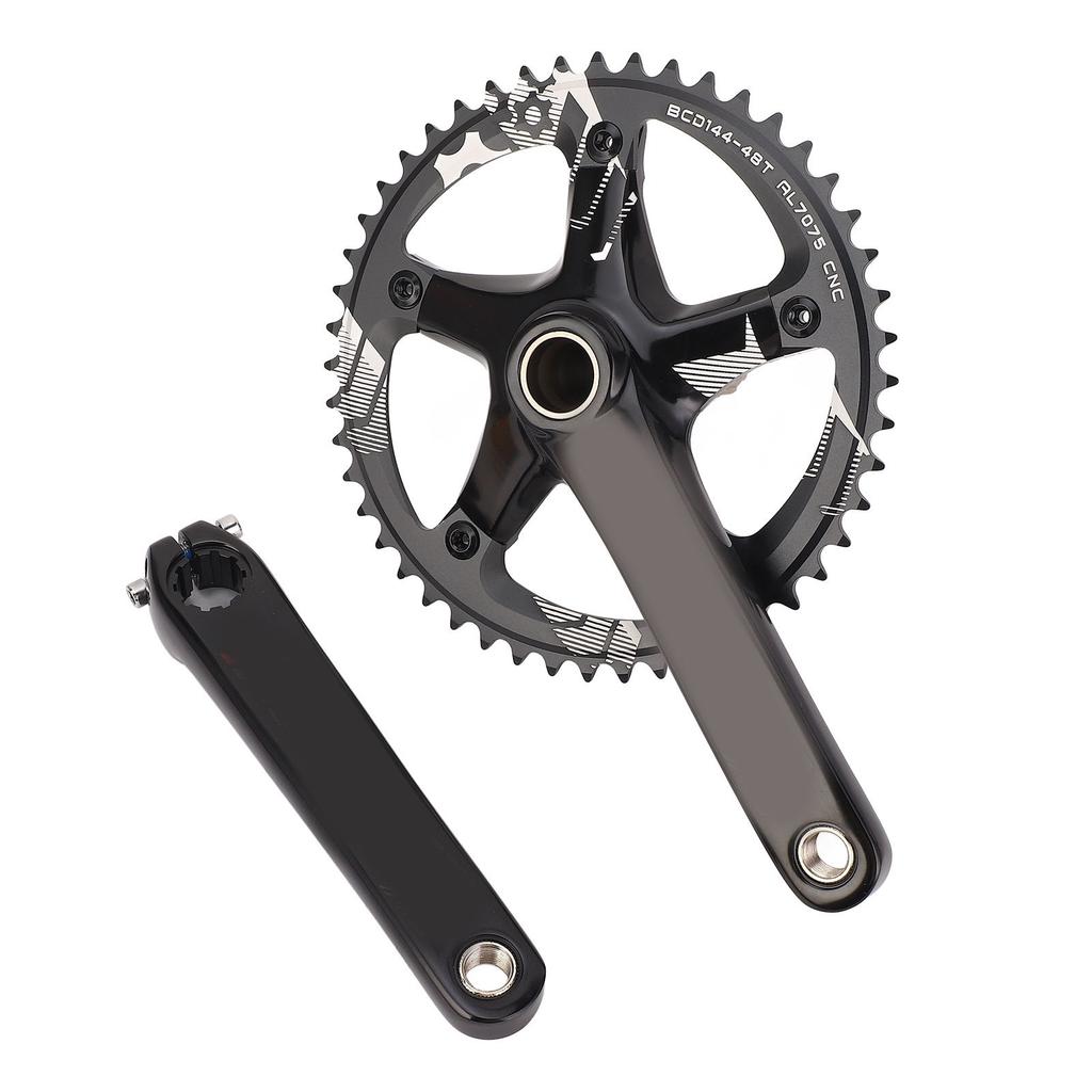 Hollow Integrated Crankset Set BCD144MM 48T Chainring Cycle Crankset for 8 to 12 Speed Gear Systems Black