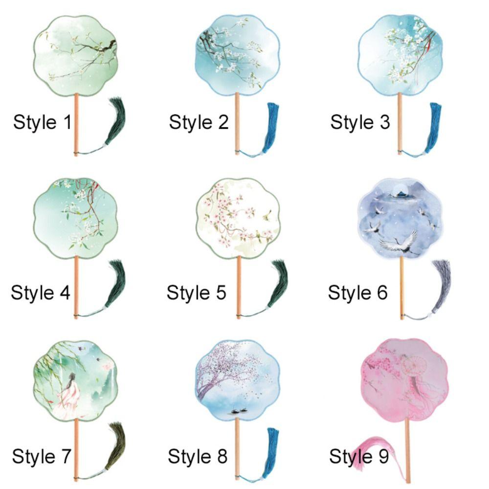 Tassels Embroidery Fan Handheld Silk Fan Ancient Chinese Style Round Fan  Home Decor