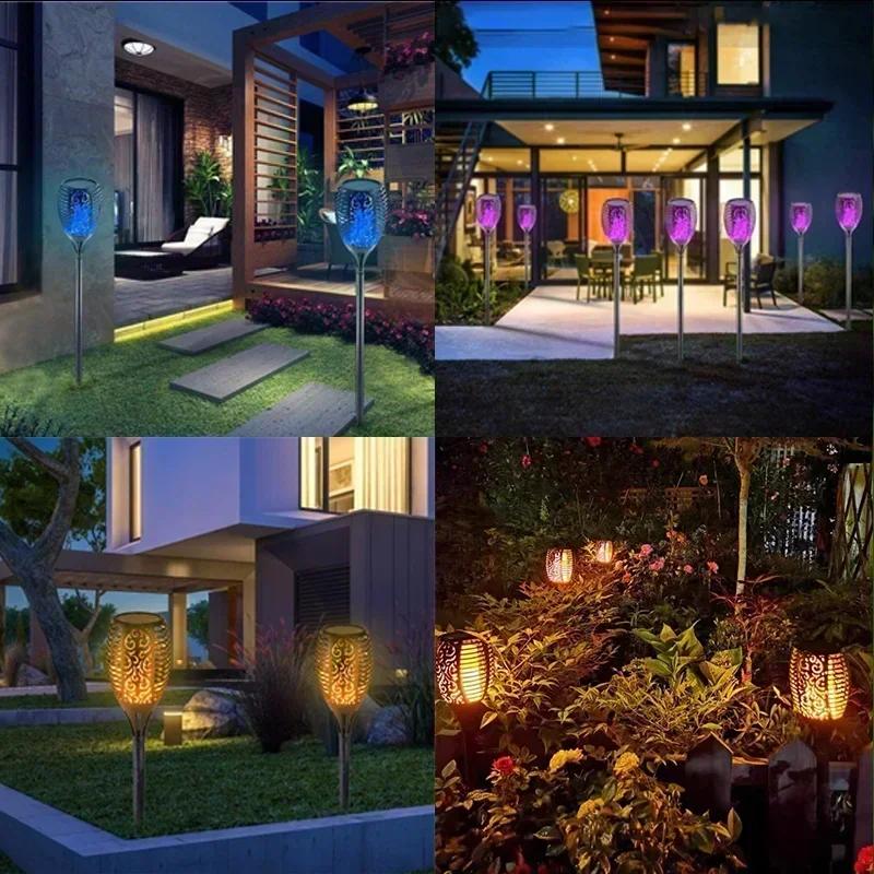 12LED Solar Flame Light Outdoor Waterproof Torches Landscape Lamp for Courtyard Garden Yard Halloween Decorations Lighting