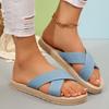 Fashion 2024 Women Slippers New Minimalist Cross Band Sandals Trend Beach Hemp Rope Slippers Espadrille Outdoor Shoes Home Slides Women