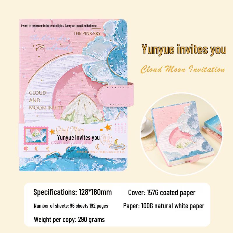 Cultural Creative Hand-painted Oil Painting Diary with Magnetic Closure and Colorful Pages - Student Notebook