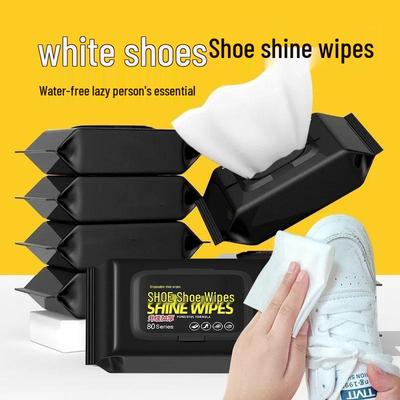 Weiße Schuhputztücher: Flecken- & Vergilbungsentferner, Aufhellende Tücher, Sneaker-Reiniger mit Bürste.