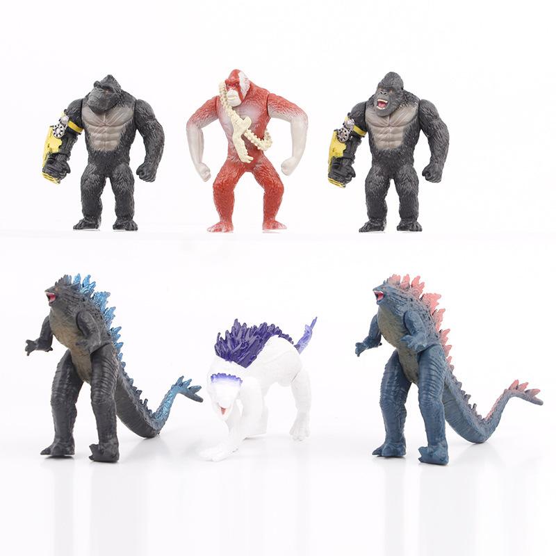 New Anime 6 Pcs/Set Godzilla VS King Kong 2 New Empire Monsters Movable Joints Action Figure PVC Model Doll Kids Birthday Toys