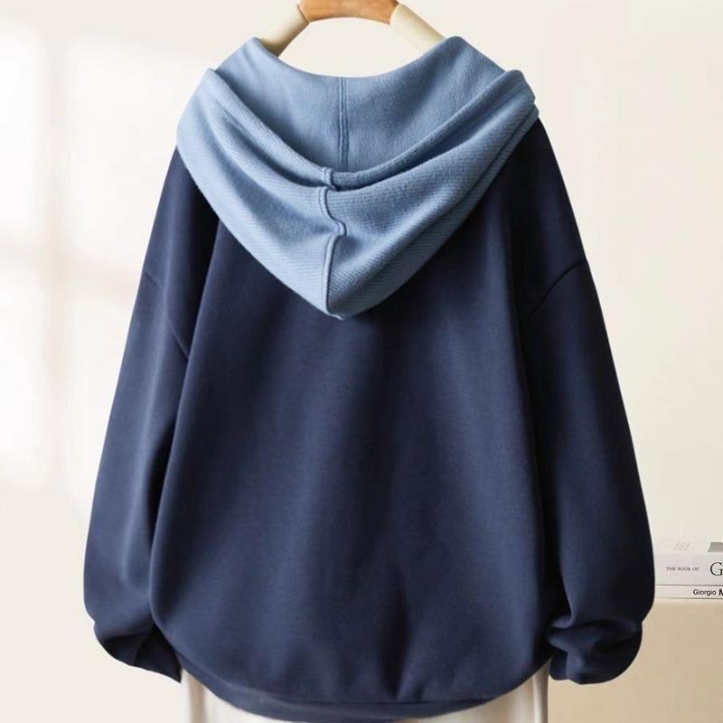 De Rong Fake Two-piece Hoodie Women's Autumn Winter Thick Casual Hoodies & Sweatshirts Women’s