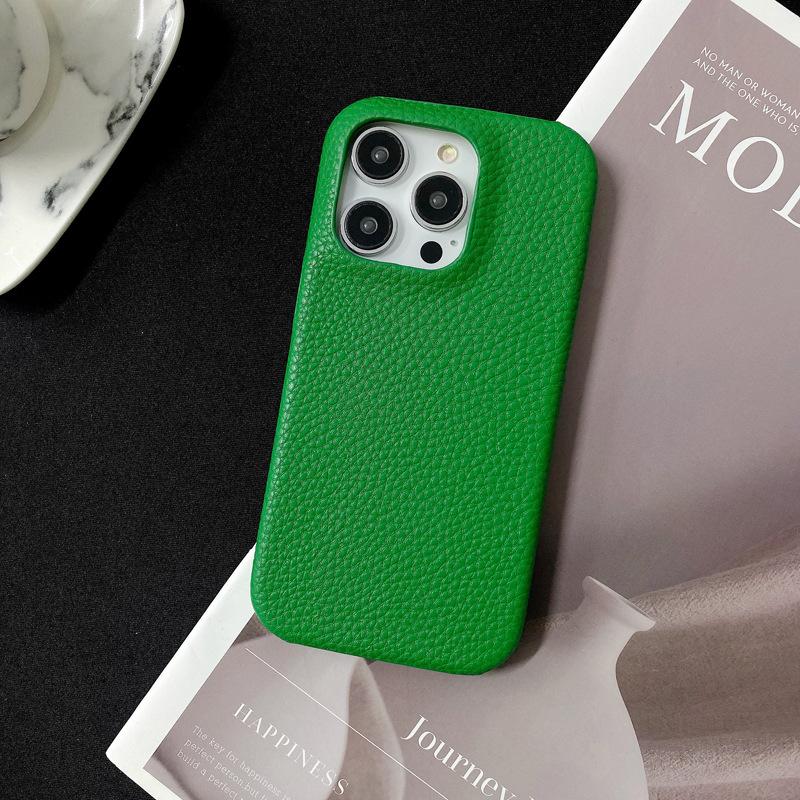 Half-wrapped Lychee Pattern, Suitable for Apple 15promax Phone Case, IPhone14 Anti-drop 13 Creative Women's Leather Case