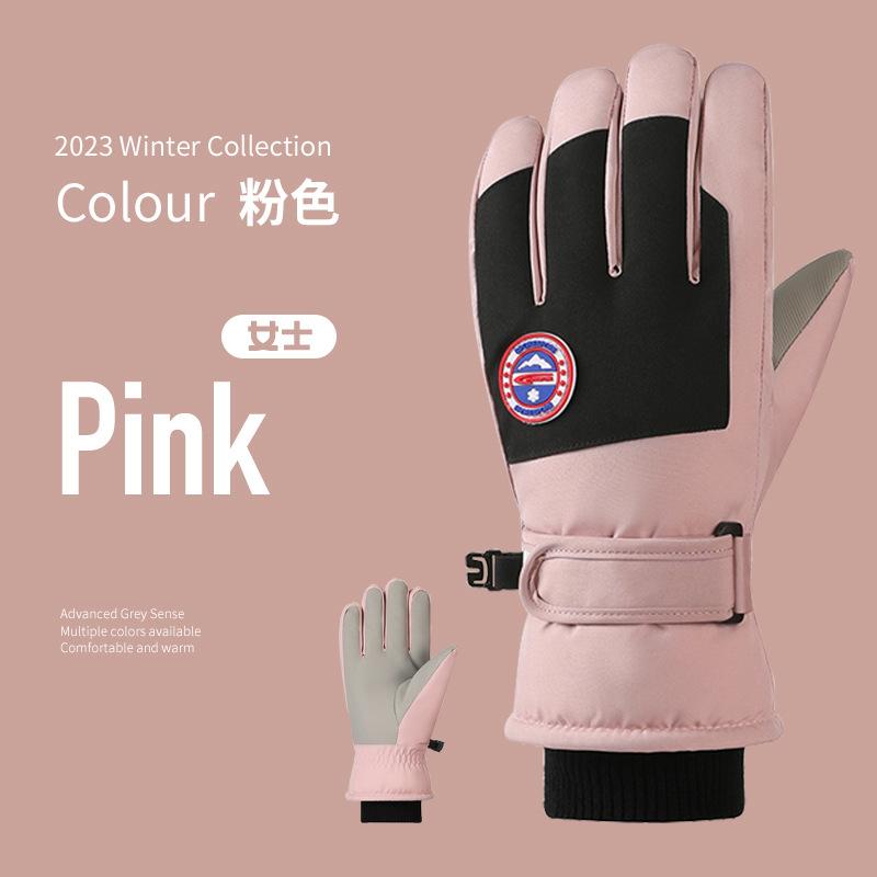 Ski Gloves Fleece Men's and Women's Ski Gloves Female Students Outdoor Electric Vehicle Riding Fleece Finger Gloves Men's Winter