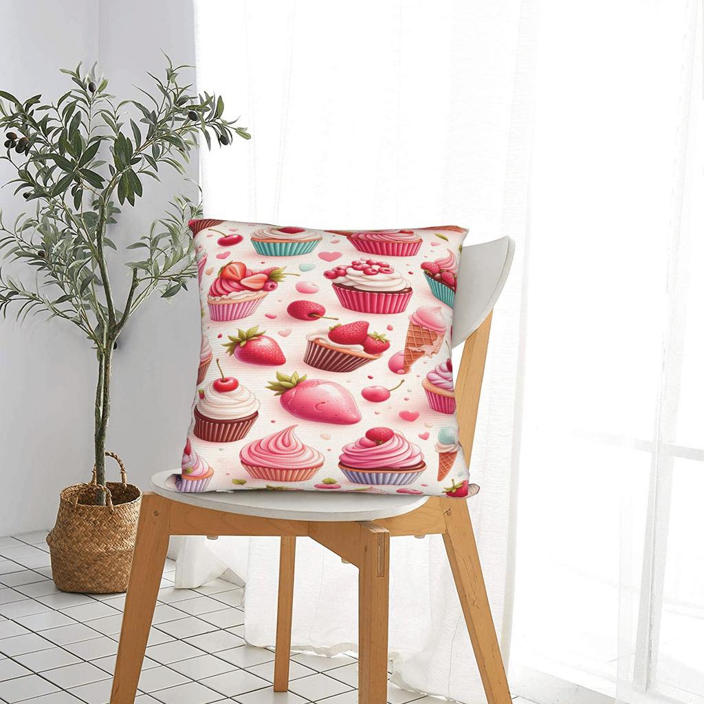Delightful Cupcake Pillowcases Retro Trendy Pillow Case For Office Car Home Decor Soft Pillow Cover