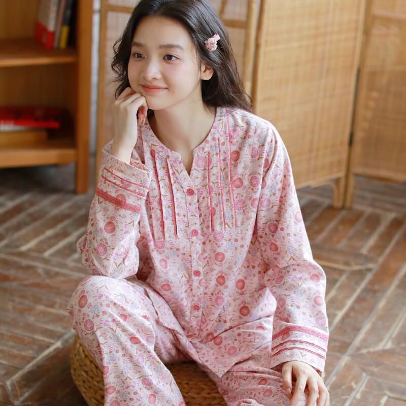 Женский хлопковый пижамный комплект с длинным рукавом Lilang