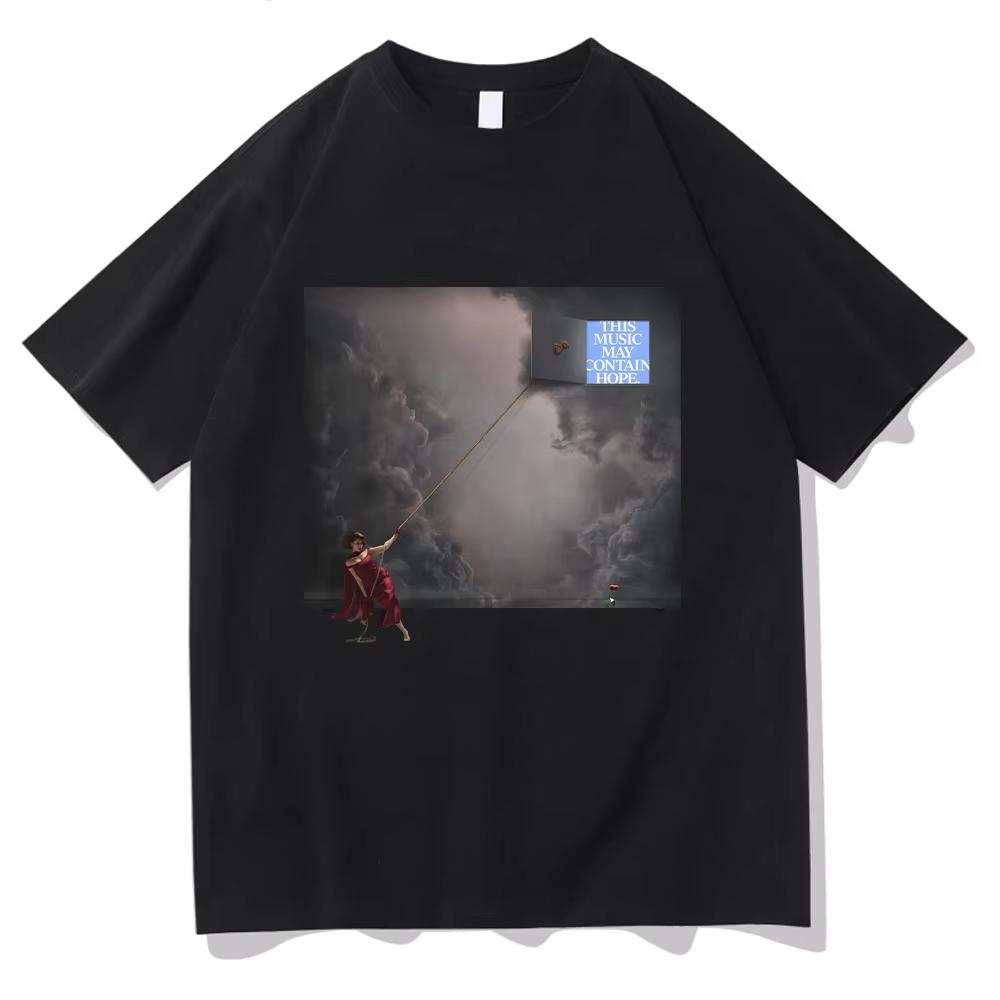 RAYE This Music May Contain Hope Second Album Cover Print TShirt Unisexs Clothing Fashion Unisex Women Cotton Top Short Sleeve Top S