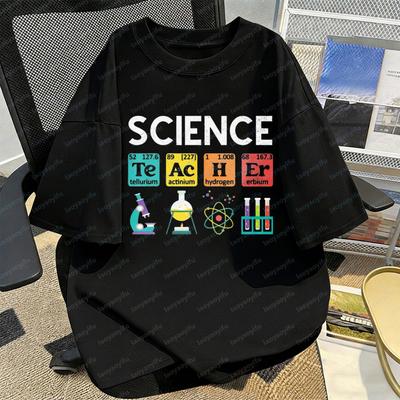 Science Elements Tee Lab Tools Print TShirt Chemistry Casual Style Student Summer Fashion Trendy Cotton Tops Women Clothes