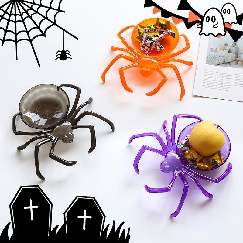 Halloween Spider Fruit Storage Bowl Candy Cookie Snack Tray Plastic Bar Table Container Home Festival Party Decoration Supplies