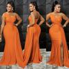 Elegant Solid Color One-Shoulder Party Dress