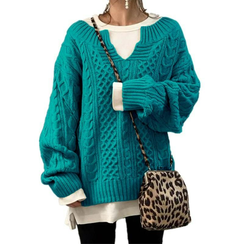 Fashion All-match Sweater Women's Knitted Twist Pattern Sweater Casual Sweater Sweater