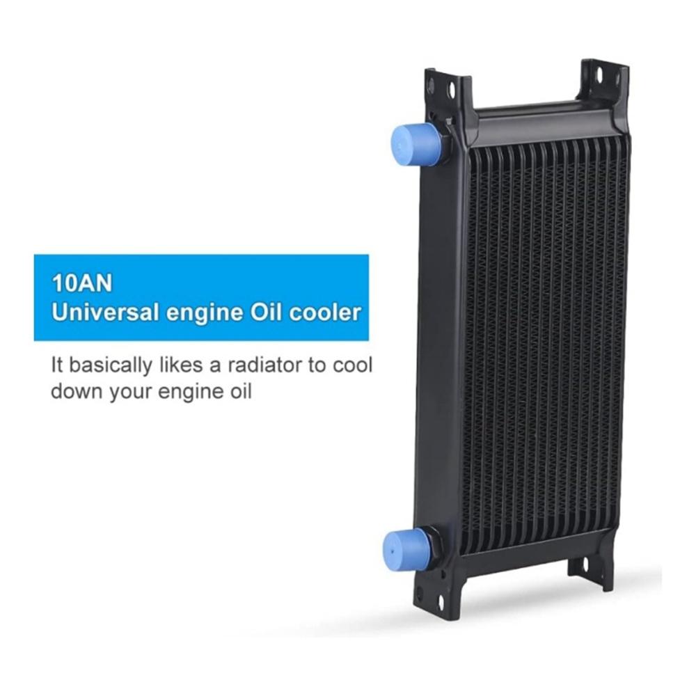 16 Rows Oil Cooler 10AN Stacked Plate Transmission Engine Cooler Universal Black