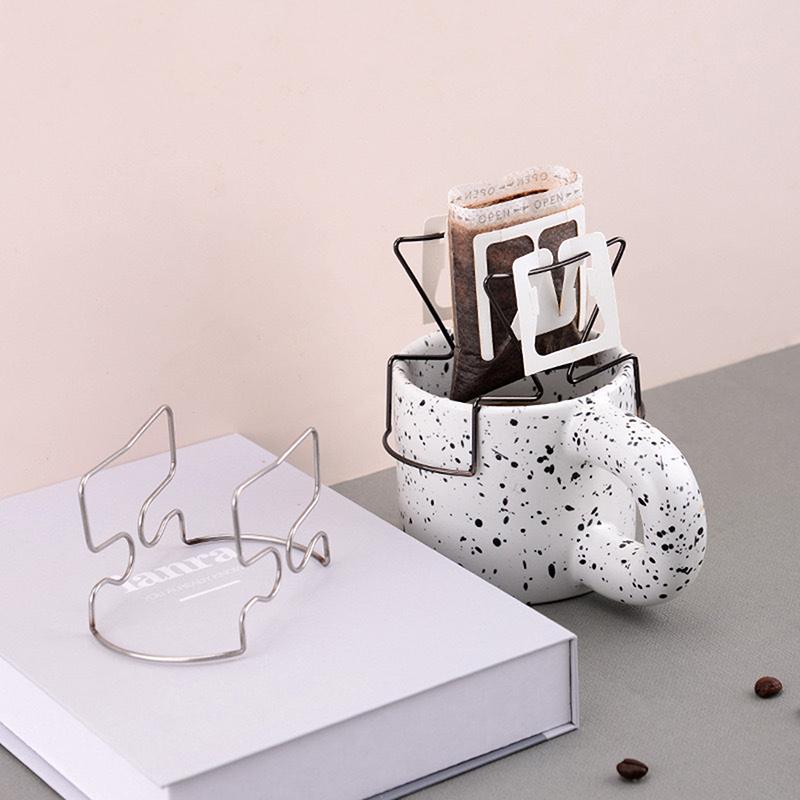 Stainless Steel Reusable Holder For Japanese Style Ears Drip Bags Coffee Cup Dripper Baskets Filter Paper Bag Shelf