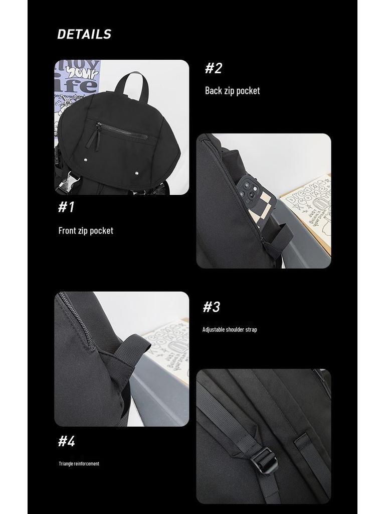 Ryggsäck för män med stor kapacitet och enfärgad design för studenter eller par