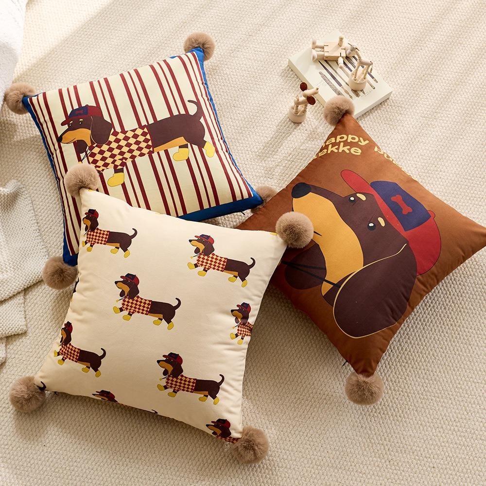 Dachshund Dog Couch Pillow Lumbar Support Cushion with Insert Cartoon Versatile for Living Room Bedroom Decor