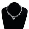 Fashion Boho Crystal Class Gravel Clavicle Chain New Y2K Heart Beaded Necklace Women Cool Choker Exquisite