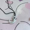 Resin Cat Eye Moon Necklace Black/White Moon Pendant Necklace Jewelry New Chinese Style Simple Clavicle Chain Women Men
