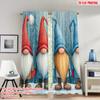 Set Of 2 Flat Printing Happy Christmas Scene Curtains Gnomes Snow Forest Digital Printed Polyester Drapes Spring Use Curtain