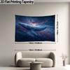 2D Flat Celestial Whale Wall Hanging, Deep Blue Cosmic Ocean Scene with Bright Whale and Starry Night Sky, Horizon, 1 Pc.