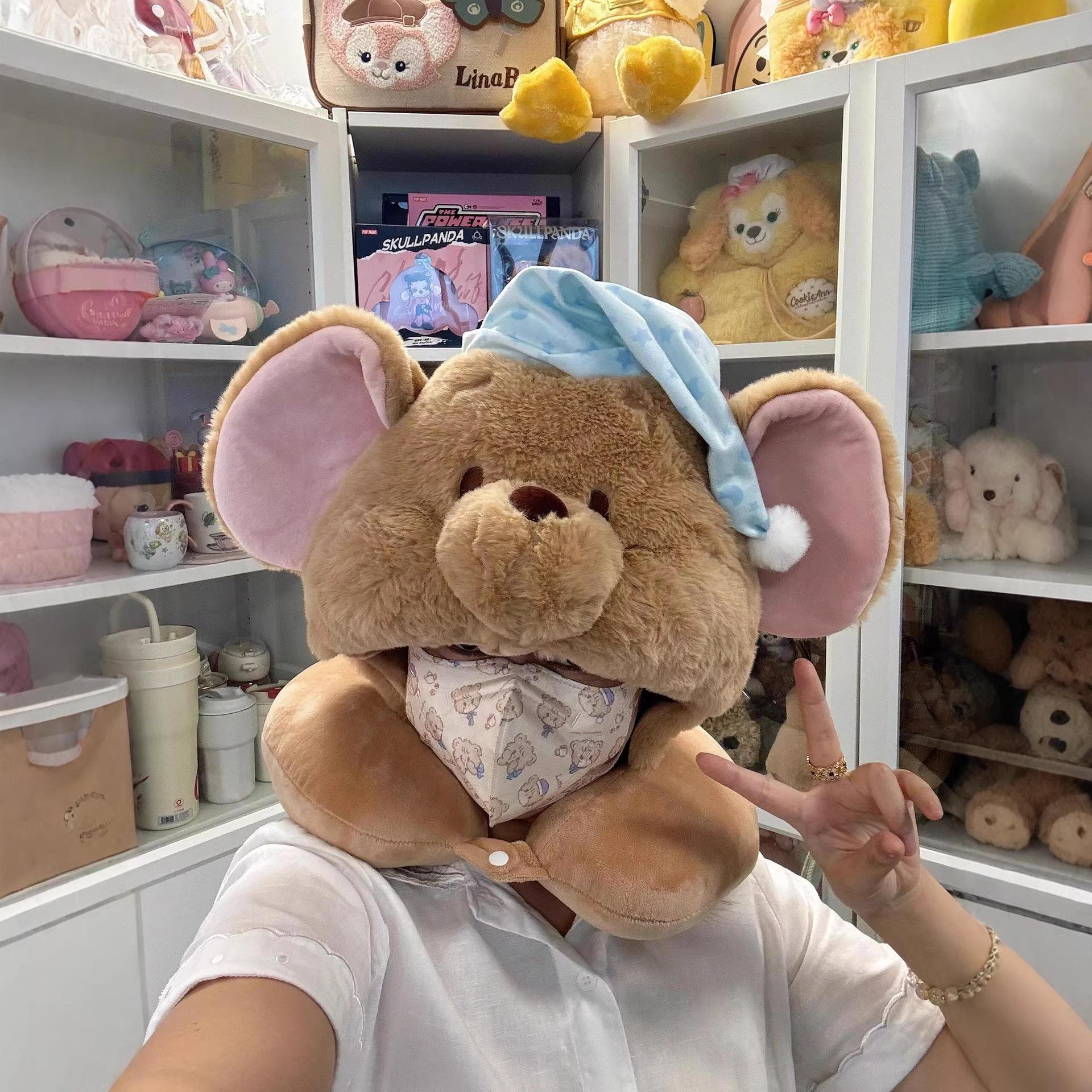 

Judy Nick Hoodie U-Shaped Cartoon Neck Pillow with Red Bean Fur Hat - Cute Travel Gift for Best Friend 35*34cm 0.33kg