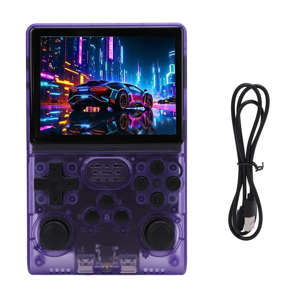 R40S Pro Handheld-Spiel Spiel Retro-Videospiel IPS 256GB 3800mAh Konsole, 30.000 Konsolen, 3,5-Zoll-Bildschirm, Speicher, (Transparent Lila)