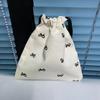 Casual Canvas Bow Print Drawstring Backpack Lightweight Large Capacity Storage Hanging Bag foldable Gym Sack Travel