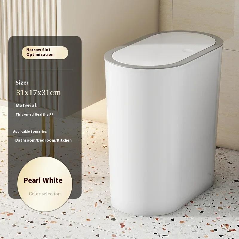 Papelera Lateral Estrecha con Tapa Cubos de Basura Tipo Pulsador Colores Sólidos Puede Botes de Basura DIY Cubo de Basura de Cocina Cubos para Baño del Hogar