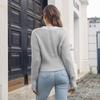 Pullover Sweater for Women with V Neck Drop Shoulder Sleeve Cutout Waist Sizes S To L Autumn Winter Fashion