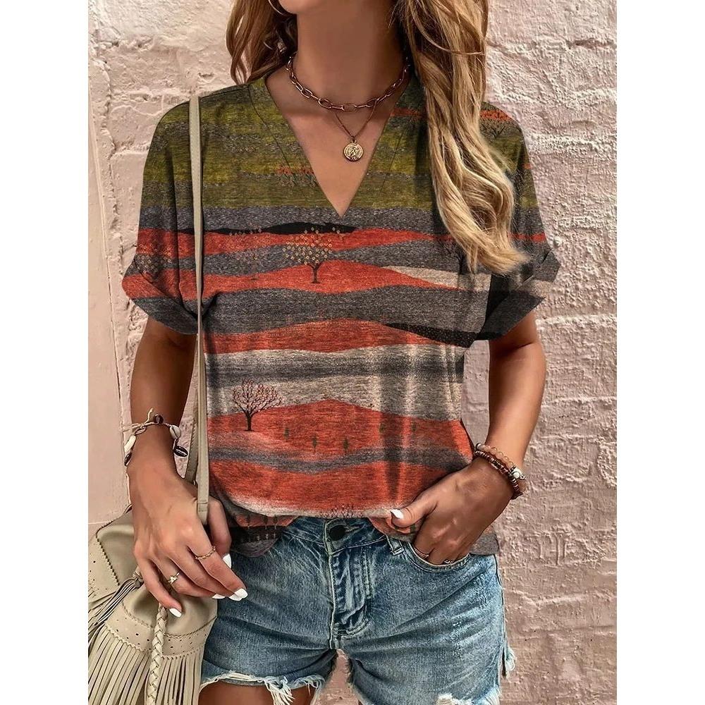 

Женская футболка с короткими рукавами и крупным цветочным принтом 3XL